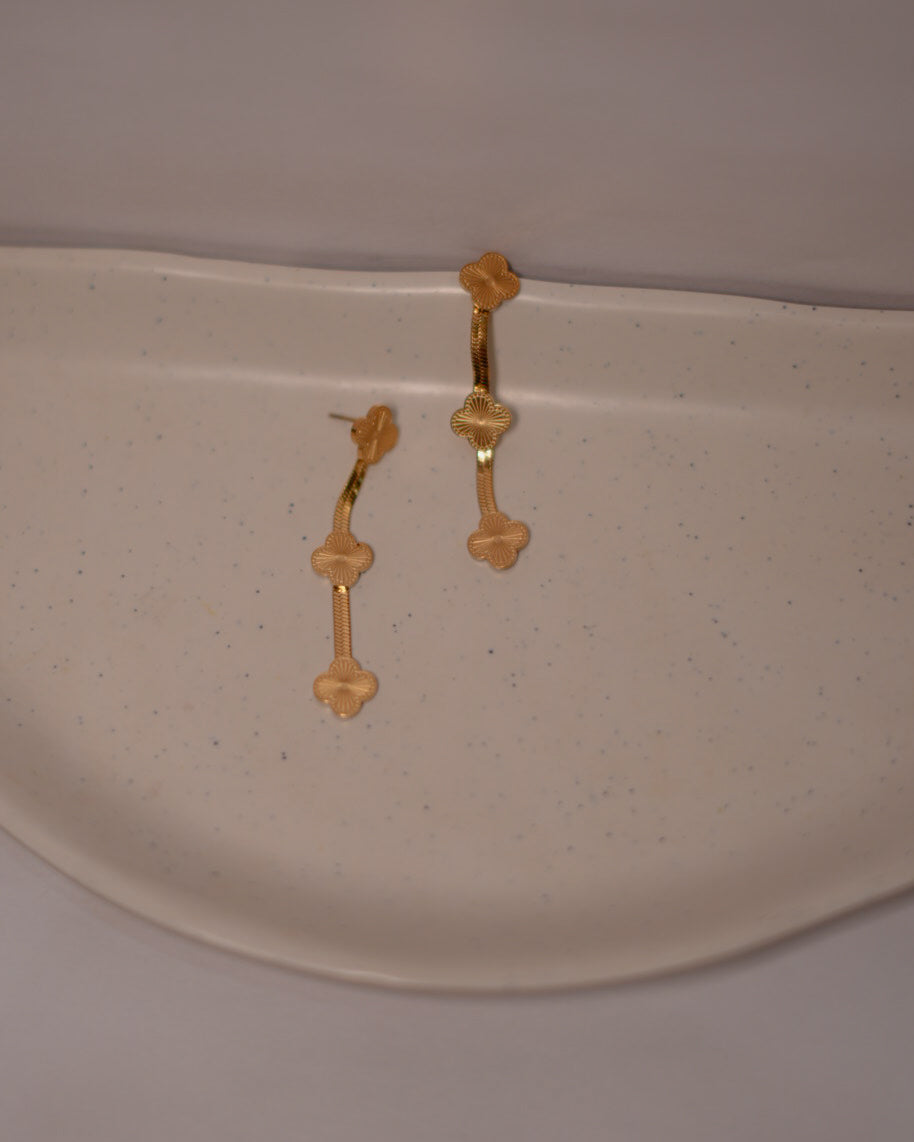 Gold Clover Danglers