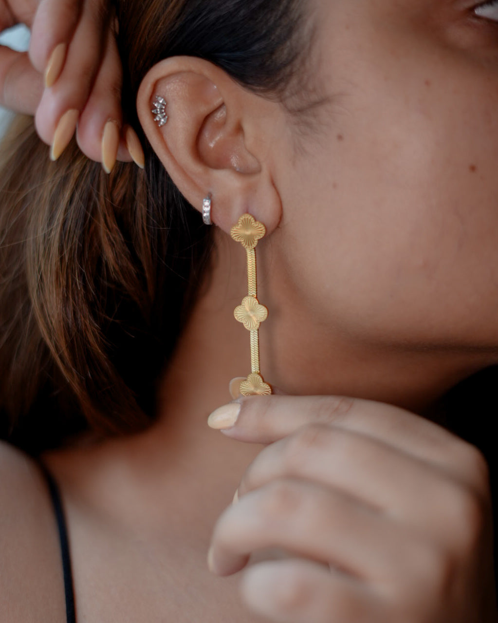 Gold Clover Danglers