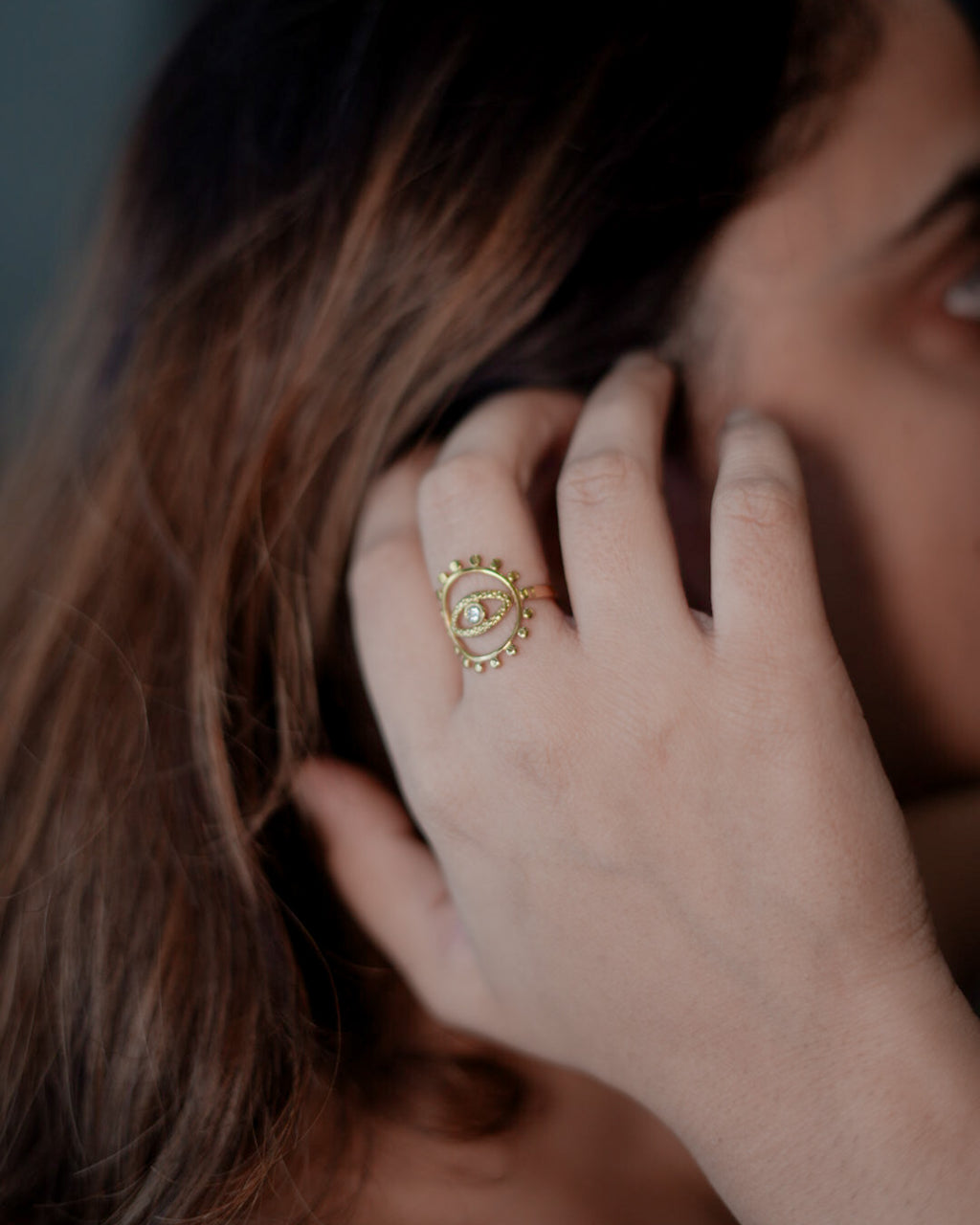 Hollow Evil Eye Ring