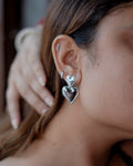 Silver Twin Heart Earrings