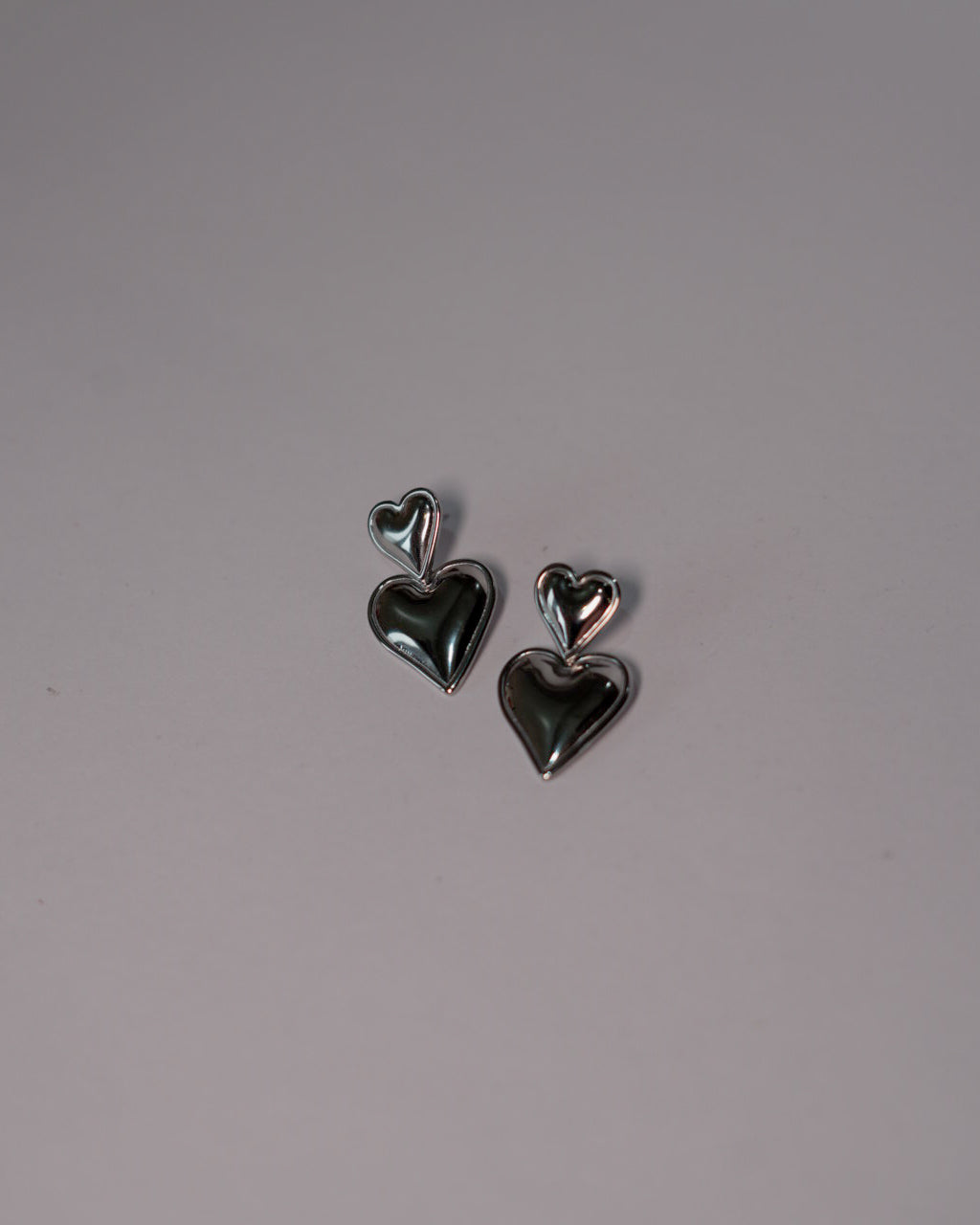 Silver Twin Heart Earrings
